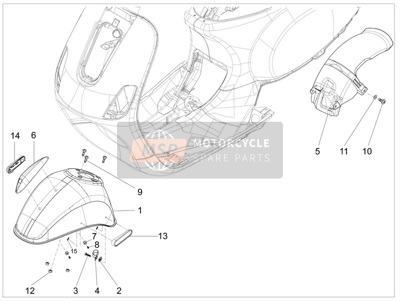 Vespa LX 150 4T 3V ie (Vietnam) E3 2014 Wheel Housing - Mudguard for a 2014 Vespa LX 150 4T 3V ie (Vietnam) E3