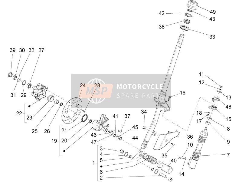 Vespa LX 150 4T 3V ie (Vietnam) E3 2012 Gabel/Lenkrohr - Lenklagereinheit für ein 2012 Vespa LX 150 4T 3V ie (Vietnam) E3