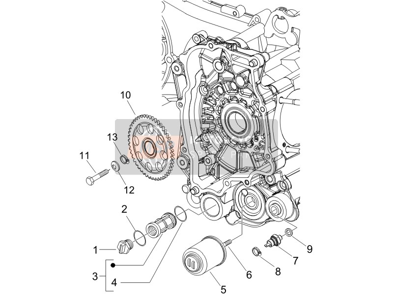 Vespa LX 150 4T E3 2006 Schwungrad Magnetzünder Abdeckung - Ölfilter für ein 2006 Vespa LX 150 4T E3