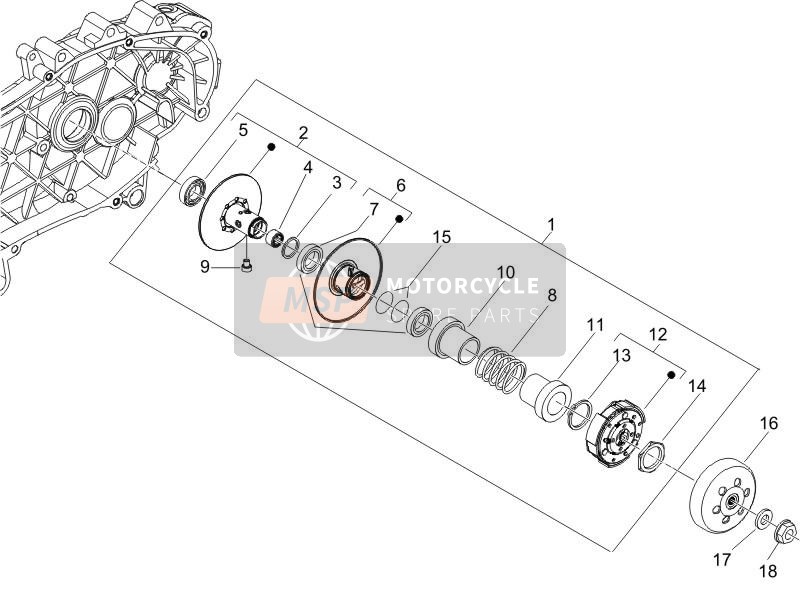 Vespa LX 150 4T E3 2009 Polea conducida para un 2009 Vespa LX 150 4T E3