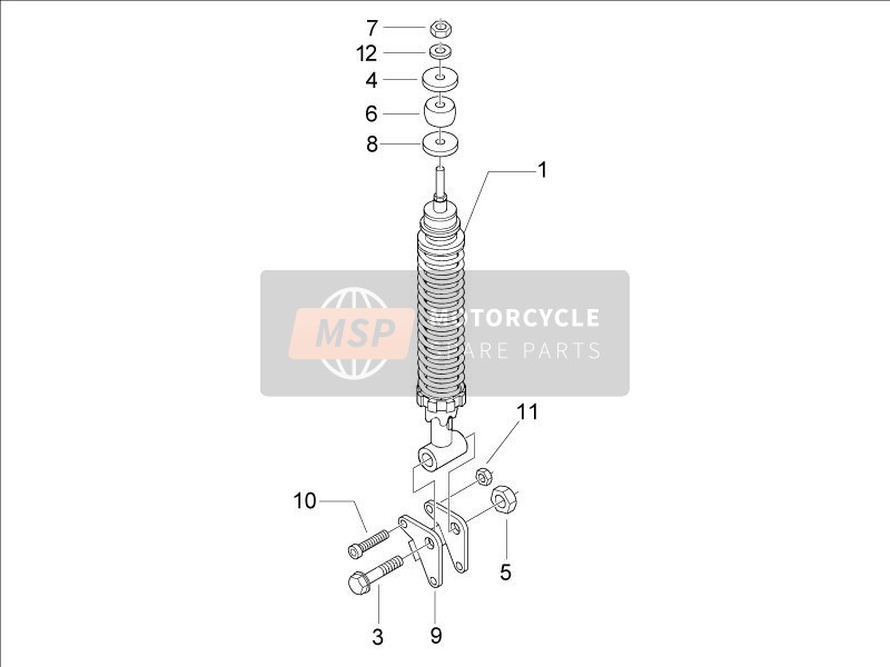 Vespa LX 150 4T E3 2009 Suspension arrière - Amortisseur/s pour un 2009 Vespa LX 150 4T E3