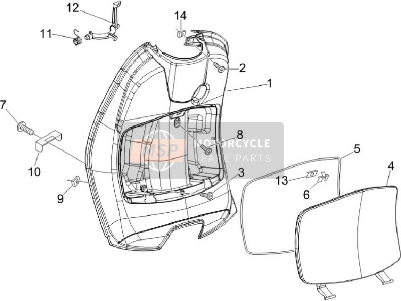 Vespa LX 150 4T E3 (Vietnam) 2012 Guante delantero-Caja - Rodilla-Panel de guardia para un 2012 Vespa LX 150 4T E3 (Vietnam)