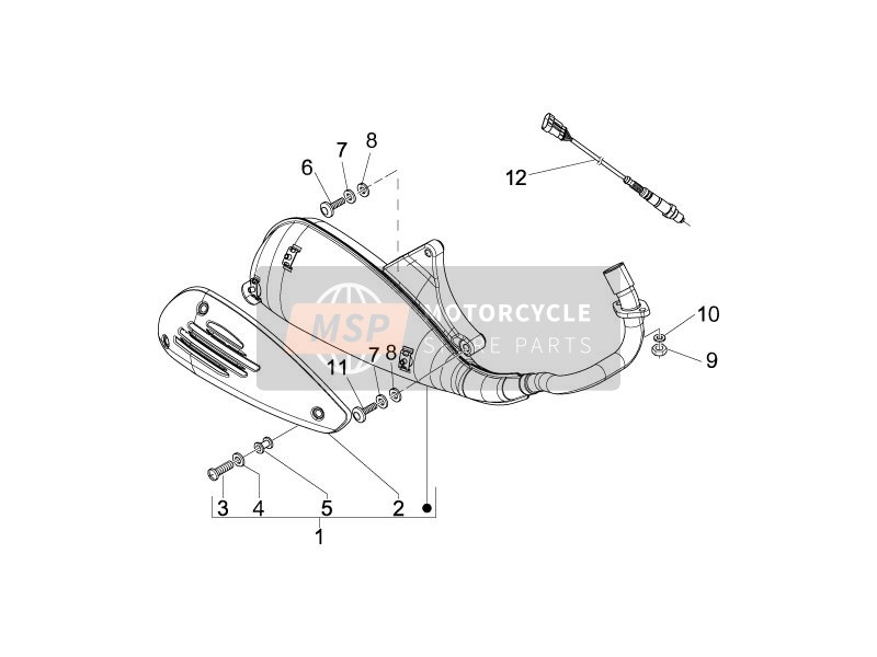 Vespa LX 150 4T ie Touring 2012 Silenciador para un 2012 Vespa LX 150 4T ie Touring