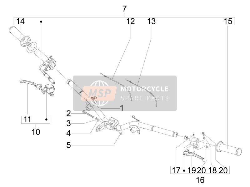 Vespa LX 150 4T ie Touring 2011 Guidon - Maître cil. pour un 2011 Vespa LX 150 4T ie Touring