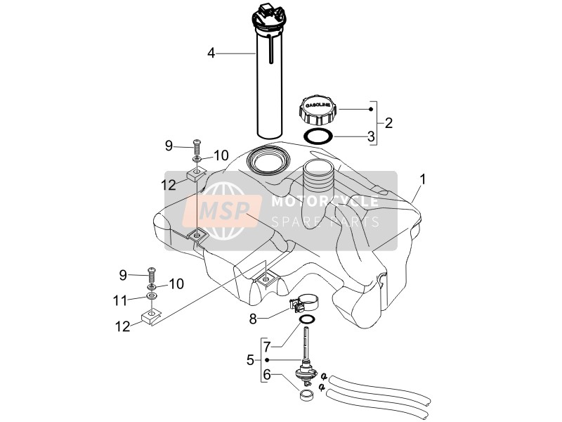 Vespa LX 150 4T (USA) 2006 Benzinetank voor een 2006 Vespa LX 150 4T (USA)