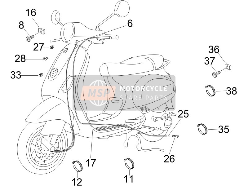 Vespa LX 150 4T (USA) 2006 Transmisiones para un 2006 Vespa LX 150 4T (USA)