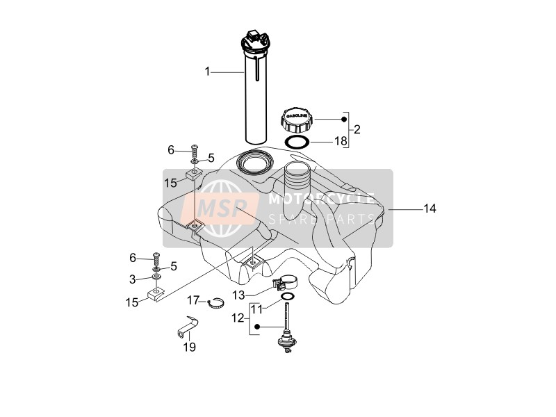 Vespa LX 150 4T (USA) 2008 Réservoir d'essence pour un 2008 Vespa LX 150 4T (USA)