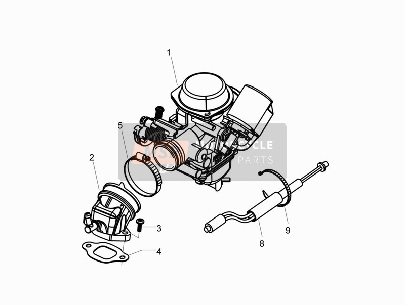 Vespa LX 150 4T (USA) 2009 Carburettor, Assembly - Union Pipe for a 2009 Vespa LX 150 4T (USA)