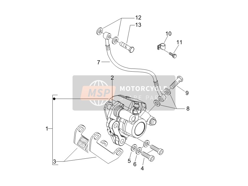 Vespa LX 150 4T (USA) 2009 Brakes Pipes - Calipers for a 2009 Vespa LX 150 4T (USA)