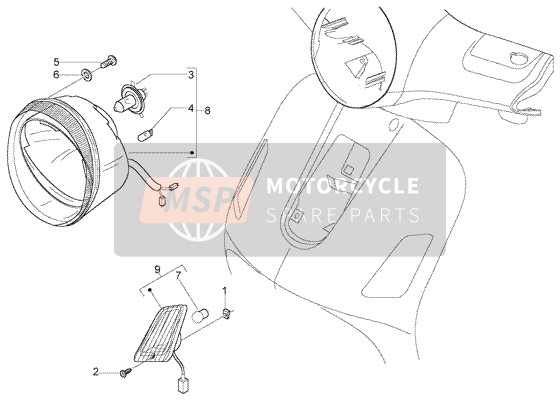 Vespa LX 50 2T 2013 Scheinwerfer für ein 2013 Vespa LX 50 2T