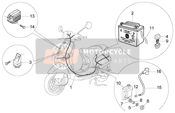 Vespa LX 50 2T 2006 elektrisches Gerät (2) für ein 2006 Vespa LX 50 2T