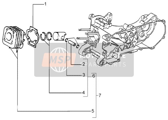 Vespa LX 50 2T 2011 Cilindro- Pistón-Conector, Montaje para un 2011 Vespa LX 50 2T