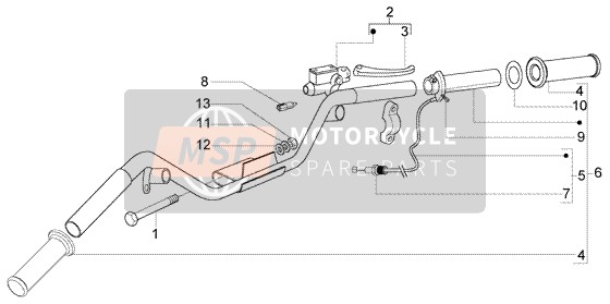 Vespa LX 50 2T 2009 Componentes del manillar (2) para un 2009 Vespa LX 50 2T