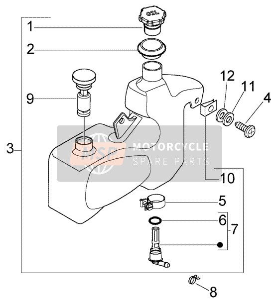 Vespa LX 50 2T 2008 Oil Tank for a 2008 Vespa LX 50 2T