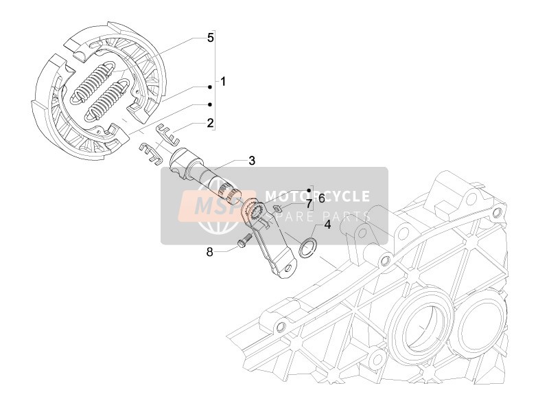 Vespa LX 50 2T 2010 Freno trasero - Mordaza de freno para un 2010 Vespa LX 50 2T