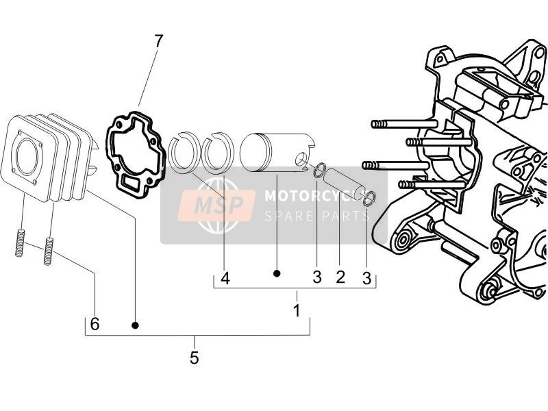 Vespa LX 50 2T (D) 2005 Cylindre-Piston-Unité de broche de poignet pour un 2005 Vespa LX 50 2T (D)