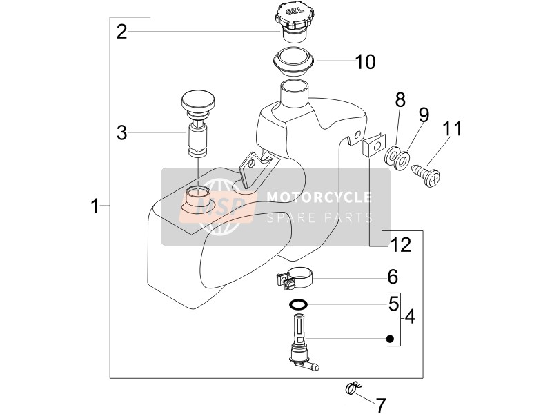 Vespa LX 50 2T (D) 2005 Tanque de aceite para un 2005 Vespa LX 50 2T (D)