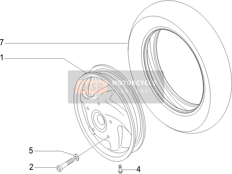 Vespa LX 50 2T E2 Touring 30KMH 2011 Rueda delantera para un 2011 Vespa LX 50 2T E2 Touring 30KMH