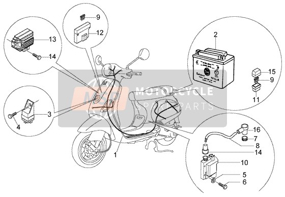 Vespa LX 50 4T 2005 Elektrisches Gerät (2) für ein 2005 Vespa LX 50 4T