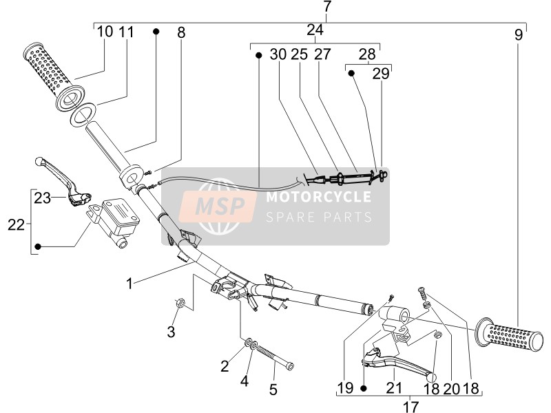 Vespa LX 50 4T 2006 Guidon - Maître cil. pour un 2006 Vespa LX 50 4T