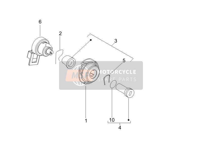 Vespa LX 50 4T 2V 25 KMH TOURING (NL) 2011 Schlösser für ein 2011 Vespa LX 50 4T 2V 25 KMH TOURING (NL)