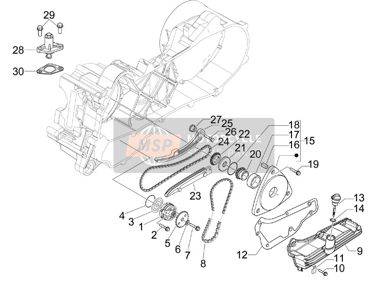 Vespa LX 50 4T-4V 2011 Oliepomp voor een 2011 Vespa LX 50 4T-4V