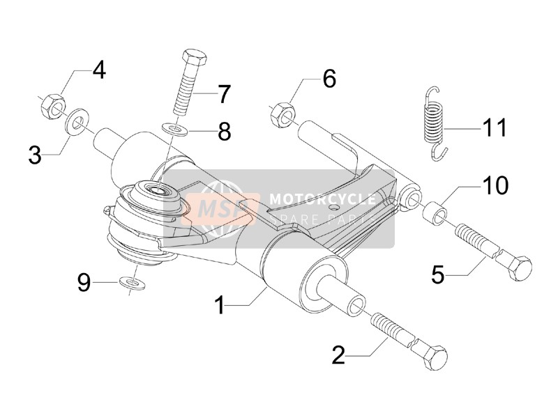 Vespa LX 50 4T-4V 2009 Zwenkarm voor een 2009 Vespa LX 50 4T-4V