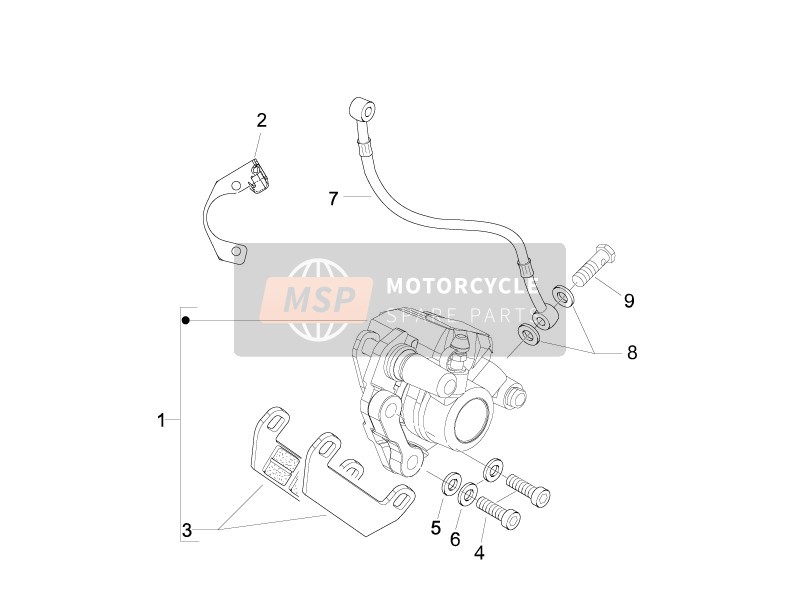 Vespa LX 50 4T-4V 2011 Bremsleitungen - Bremssättel für ein 2011 Vespa LX 50 4T-4V