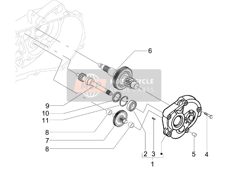 Vespa LX 50 4T (USA) 2006 Reduktionseinheit für ein 2006 Vespa LX 50 4T (USA)