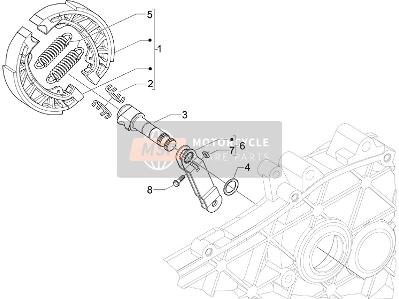 Vespa LX 50 4T (USA) 2006 Freno posteriore - Ganascia del freno per un 2006 Vespa LX 50 4T (USA)