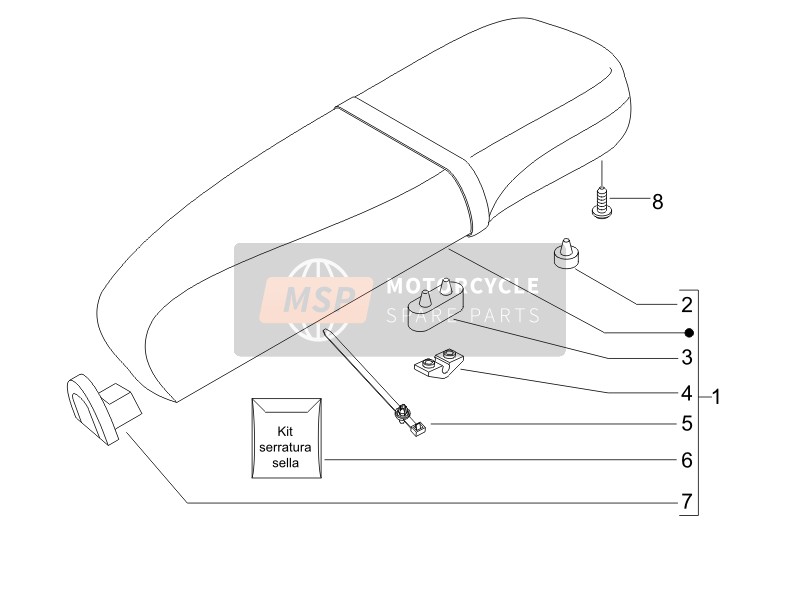 497457, Kit Serratura Sella, Piaggio, 2