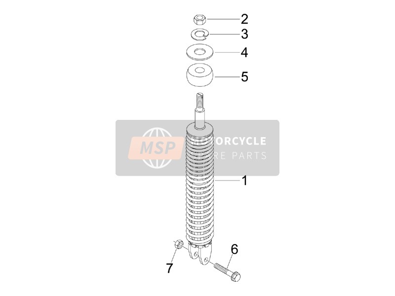 Vespa LX 50 4T (USA) 2008 Suspension arrière - Amortisseur pour un 2008 Vespa LX 50 4T (USA)