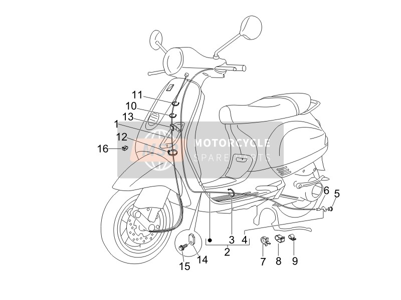 Vespa LX 50 4T (USA) 2009 Les transmissions pour un 2009 Vespa LX 50 4T (USA)