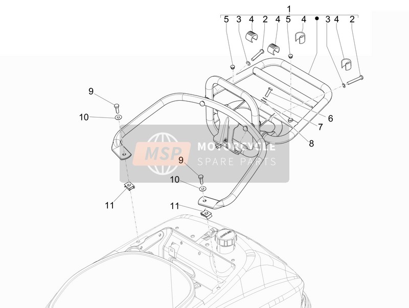 Vespa LXV 125 4T 3V E3 (Vietnam) 2013 Gepäckträger hinten für ein 2013 Vespa LXV 125 4T 3V E3 (Vietnam)