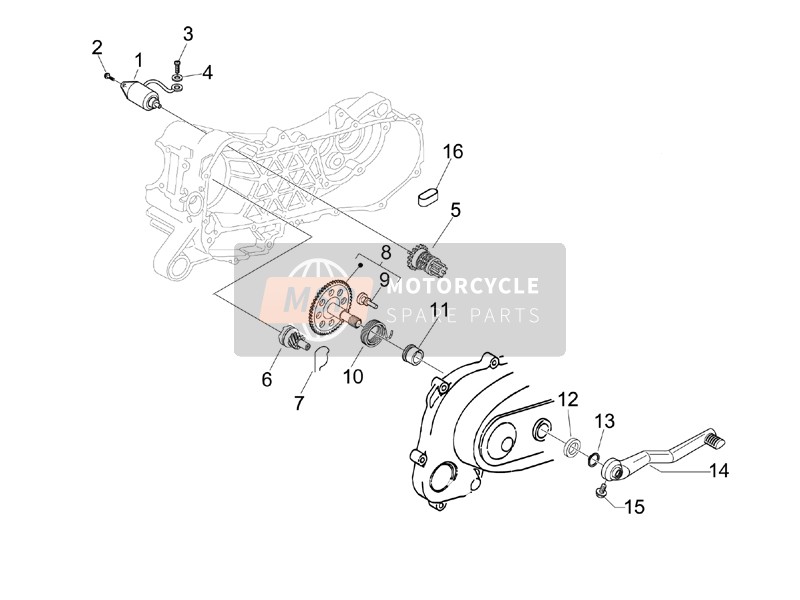 827608, Kickstarterhebel, Piaggio, 1