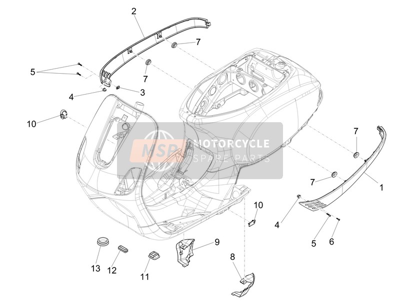 5A000086000MB, Rechtsaf Spoiler Achter Terminal, Piaggio, 1