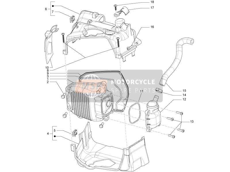 Vespa LXV 150 (USA) 2012 Zylinderkopfabdeckung für ein 2012 Vespa LXV 150 (USA)