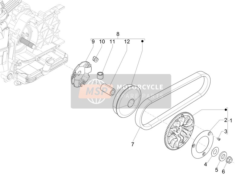 Vespa LXV 150 (USA) 2012 Puleggia motrice per un 2012 Vespa LXV 150 (USA)