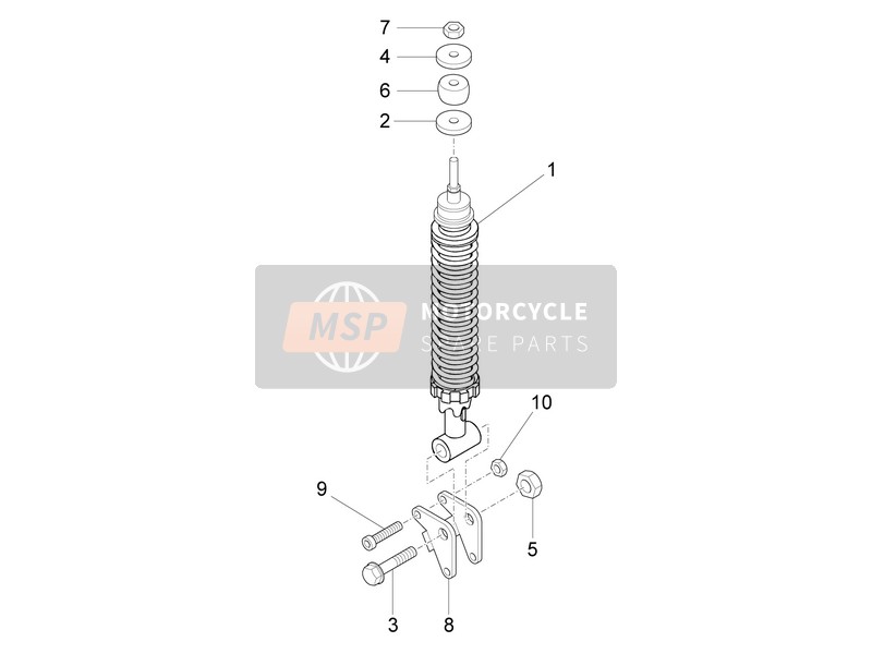 Vespa LXV 150 (USA) 2015 Suspension arrière - Amortisseur/s pour un 2015 Vespa LXV 150 (USA)