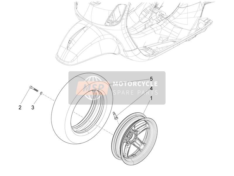 Vespa LXV 150 (USA) 2011 Rueda delantera para un 2011 Vespa LXV 150 (USA)