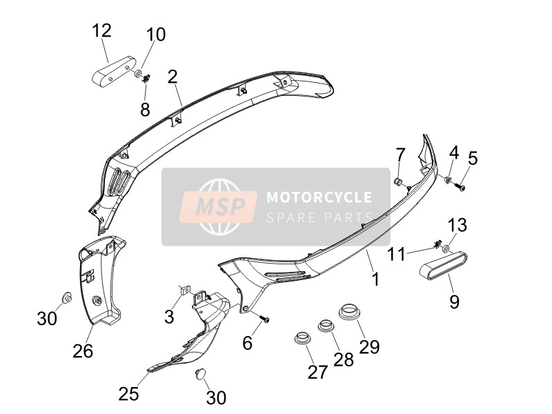 Vespa LXV 50 2T (CH) 2007 Cubierta lateral - Revelación para un 2007 Vespa LXV 50 2T (CH)