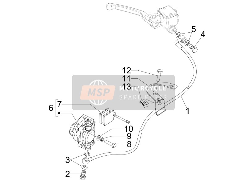 Vespa LXV 50 2T Navy 2007 Brakes Pipes - Calipers for a 2007 Vespa LXV 50 2T Navy