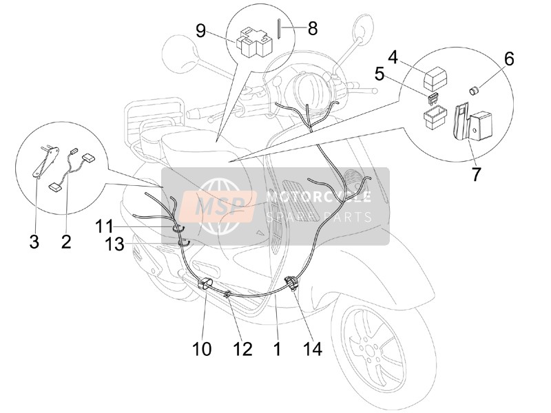 Vespa LXV 50 2T Navy 2007 Main Cable Harness for a 2007 Vespa LXV 50 2T Navy