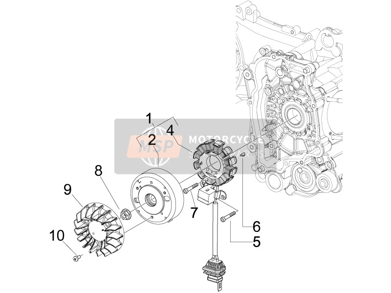 Vespa LXV 50 4T 25KMH 2012 Aimants de volant pour un 2012 Vespa LXV 50 4T 25KMH