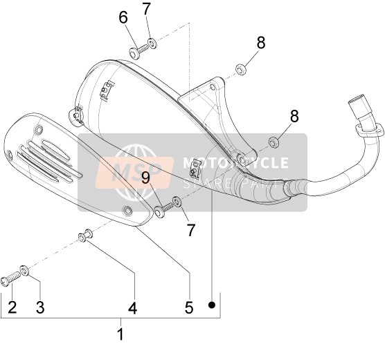 Vespa LXV 50 4T 25KMH 2012 Geluiddemper voor een 2012 Vespa LXV 50 4T 25KMH