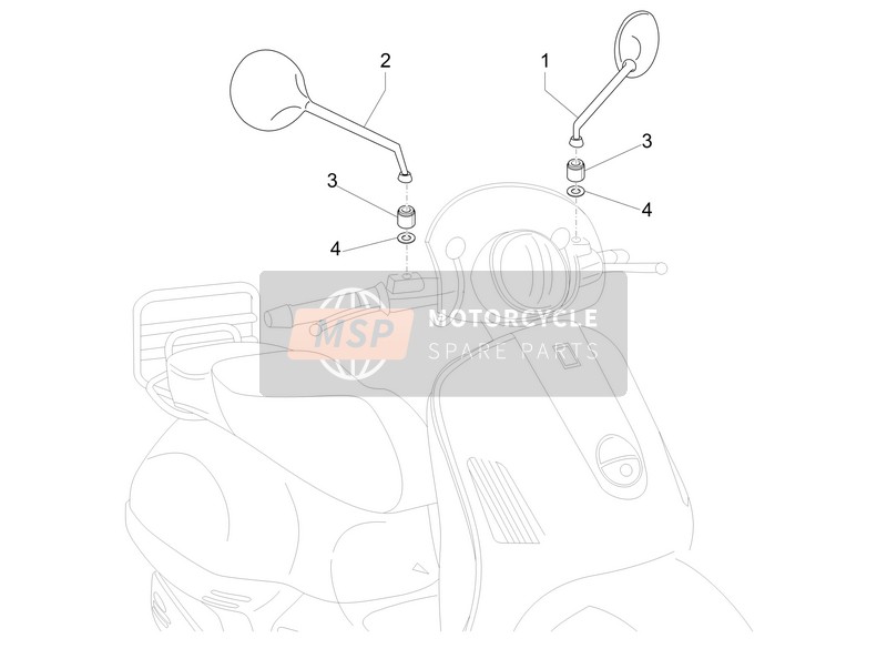 CM073419, Rh Achteruitkijkspiegel, Piaggio, 1