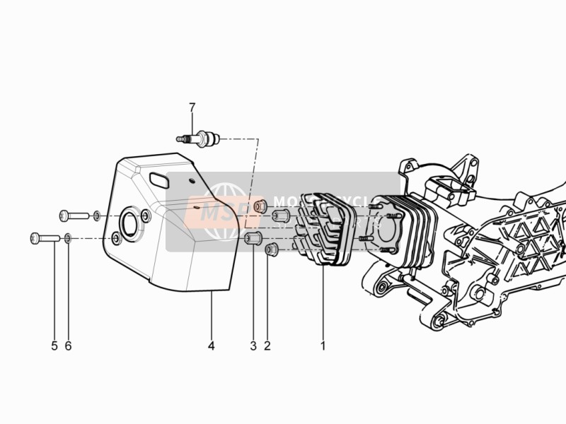 Vespa Primavera 50 2T 2015 Cilinderkopdeksel voor een 2015 Vespa Primavera 50 2T