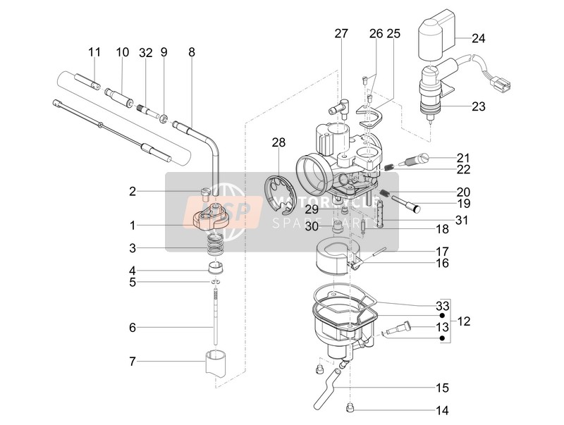 Vespa Primavera 50 2T 2013 Carburettor'S Components for a 2013 Vespa Primavera 50 2T