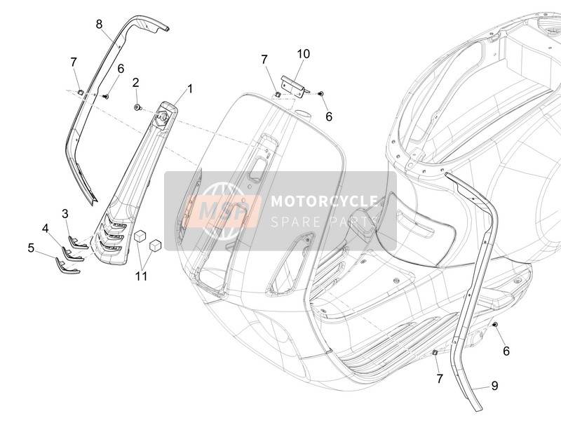 Vespa Primavera 50 2T 2013 Scudo anteriore per un 2013 Vespa Primavera 50 2T