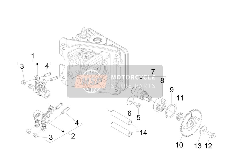 Vespa Primavera 50 4T-4V 2014 Unità di supporto per leve oscillanti per un 2014 Vespa Primavera 50 4T-4V